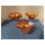 Marigold ruffled glass set of three