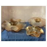 Vintage carnival glass ruffled bowls