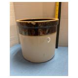 vintage two-tone stoneware crock W/ chips