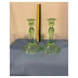 Depression glass candlestick holders