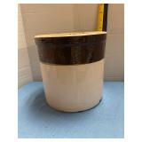 vintage two-tone stoneware crock W/ crack