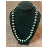 Black floral beaded necklace