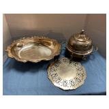 Silver-plated platters & serving bowl