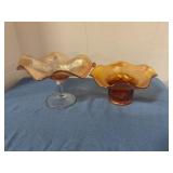 Vintage Carnival glass pedestal compote