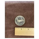 1972 big horn sheep silver commemorative medal