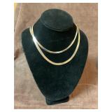 2 sterling silver herringbone necklaces