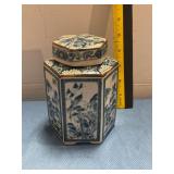 Blue ginger jar with lid
