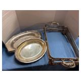 Silver-plated platters & casserole holders