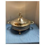Silver plated footed casserole serving dish