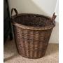LEATHER HANDLE WICKER BASKET