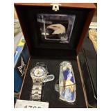 EAGLE THEMED WATCH AND KNIFE SET
