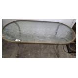 METAL/GLASS TOP OUTDOOR COFFEE TABLE