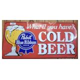 PBR BEER METAL SIGN   35X17
