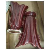 2 RED USA VASES