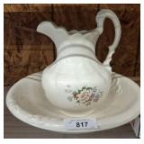 FLORAL BOWL AND PITCHER