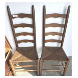 2 LADDER BACK, RUSH BOTTOM CHAIRS
