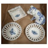 CERAMIC BLUE AND WHITE, SALTS, MISC