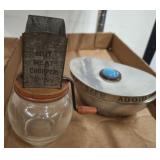 ANTIQUE NUT/ MEAT GRINDER AND DRESSER BOX W/
