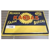 KANSAS BUREAU METAL SIGN    14X10