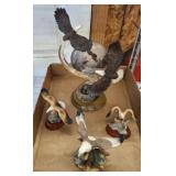 4 PC EAGLE STATUES AND FIGURINES