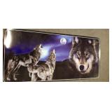 WOLF THEMED HUNTING KNIFE AND COLLECTOR TIN