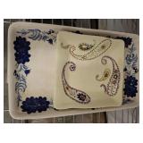 PAISLEY DISHES AND FLORAL PLATTER