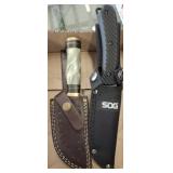 SOG FIXED BLADE KNIFE AND DAMASCUS BLADE HUNTER
