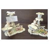 PAIR 1900 CARL THIEME SAXONY DRESDEN CUPID CANDLE