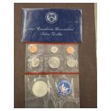 1971 IKE SILVER DOLLAR WITH 1985 D MINT SET