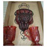 RUBY WALL VASE, CUPS