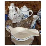 TEA POTS, CANDLE STICK HOLDERS, GRAVY