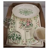 LENOX HOLIDAY SET, PLACEMATS, WINES, SPOON, MUG,