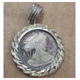 2000 SILVER MILLENNIUM EAGLE IN BEZEL
