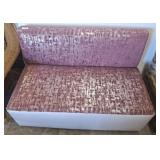 PINK/SILVER TEXTURED FABRIC AND VINYL SOFA