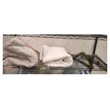 ASSORTED BED LINENS, HANGERS