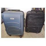 2 CARRY ON SIZE SUITCASES, ONE HARD SIDE,