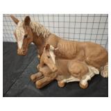 COMPOSITE HORSE AND FOAL FIGURINES
