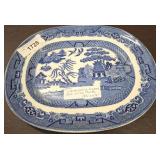 19TH CENT STAFFORDSHIRE ENGLAND BLUE WILLOW PLATTE