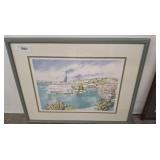 FRAMED CARIBBEAN SCENE W/ SHIP