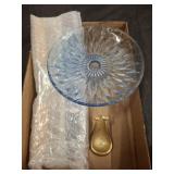 BRASS PIPE HOLDER, PIZZA CUTTER, FOOTED PLATE