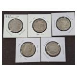 5 BUFFALO NICKELS