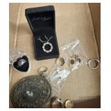 COSTUME JEWELRY RINGS, NECKLACE AND BUCKLE