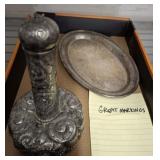SILVER PLATED  DECANTER, TRAY