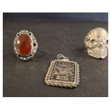 GROUP OF 925 RINGS AND CHARM