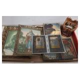 FRAMED RELIGEOUS AND FIGURINES