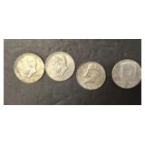 4 1960S KENNEDY HALF DOLLARS 40PERCENTS