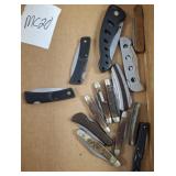 FOLDING KNIVES ASSORTED, SOME OLD TIMERS