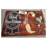 PABST BLUE RIBBON METAL SIGN   12X8