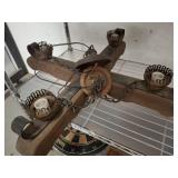 WOODEN HANGING 4 LIGHT CHANDELIER