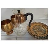 COPPER STYLE GOBLETS, PLATE, AND COFFEE